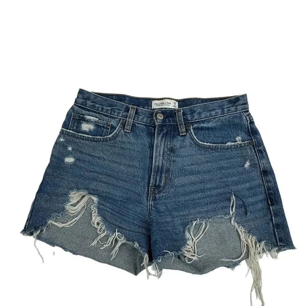 Abercrombie & Fitch Blue Distressed Jean Shorts